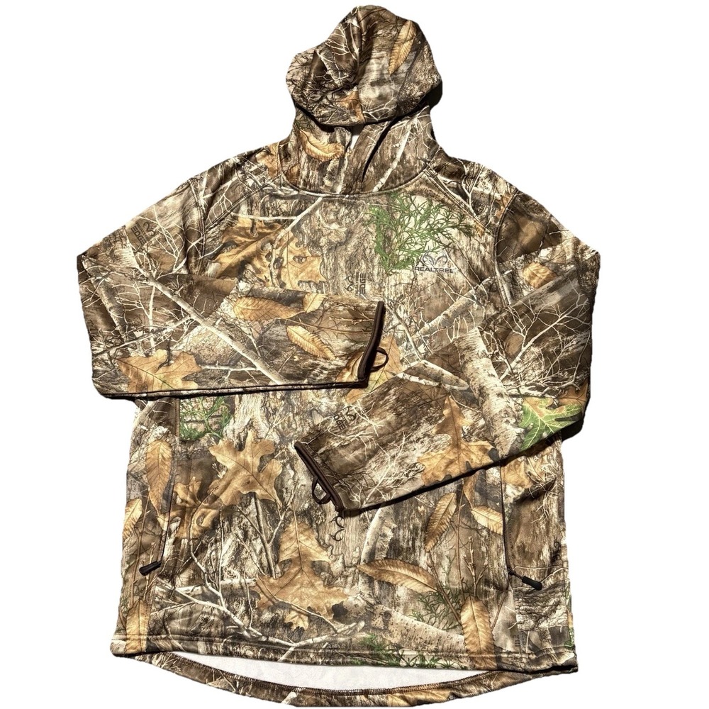 Realtree Hoodie Mens Large Brown Camo Edge Fleece Pullover Zipper Pockets